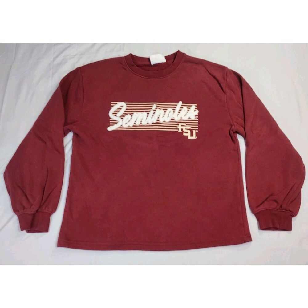 Champion Florida State University Seminoles Garnet Sweatshirt Fuzzy Letters Sz S